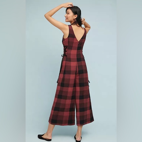 Anthro Ett:twa Plaid Check Wide-leg Jumpsuit - Picture 2 of 9